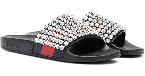 gucci crystal-embellished slides|gucci platform sandals.